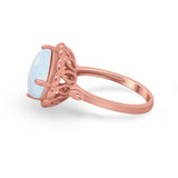 Large Stone Cocktail Ring Art Deco Simulated Cubic Zirconia 925 Sterling Silver