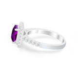 Halo Princess Cut Wedding Ring Simulated Cubic Zirconia 925 Sterling Silver