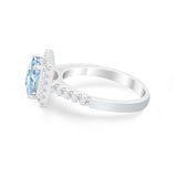 Halo Princess Cut Wedding Ring Simulated Cubic Zirconia 925 Sterling Silver