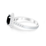 Halo Princess Cut Wedding Ring Simulated Cubic Zirconia 925 Sterling Silver