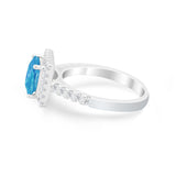 Halo Princess Cut Wedding Ring Simulated Cubic Zirconia 925 Sterling Silver