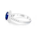 Halo Princess Cut Wedding Ring Simulated Cubic Zirconia 925 Sterling Silver