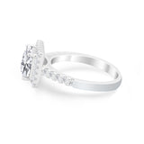 Halo Princess Cut Wedding Ring Simulated Cubic Zirconia 925 Sterling Silver
