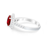 Halo Princess Cut Wedding Ring Simulated Cubic Zirconia 925 Sterling Silver