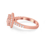 Halo Princess Cut Wedding Ring Simulated Cubic Zirconia 925 Sterling Silver