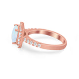 Halo Princess Cut Wedding Ring Simulated Cubic Zirconia 925 Sterling Silver