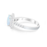 Halo Princess Cut Wedding Ring Simulated Cubic Zirconia 925 Sterling Silver