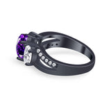 3 Stone Oval Wedding Ring Simulated Cubic Zirconia 925 Sterling Silver