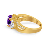 3 Stone Oval Wedding Ring Simulated Cubic Zirconia 925 Sterling Silver