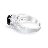 3 Stone Oval Wedding Ring Simulated Cubic Zirconia 925 Sterling Silver