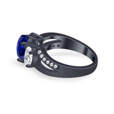3 Stone Oval Wedding Ring Simulated Cubic Zirconia 925 Sterling Silver