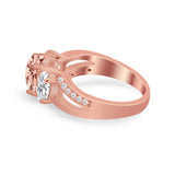 3 Stone Oval Wedding Ring Simulated Cubic Zirconia 925 Sterling Silver