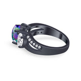 3 Stone Oval Wedding Ring Simulated Cubic Zirconia 925 Sterling Silver