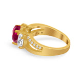 3 Stone Oval Wedding Ring Simulated Cubic Zirconia 925 Sterling Silver