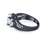 3 Stone Oval Wedding Ring Simulated Cubic Zirconia 925 Sterling Silver