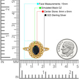 Oval Vintage Art Deco Halo Wedding Engagement Bridal Ring Round Simulated Cubic Zirconia 925 Sterling Silver
