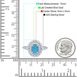 Oval Vintage Art Deco Halo Wedding Engagement Bridal Ring Round Simulated Cubic Zirconia 925 Sterling Silver