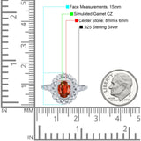 Oval Vintage Art Deco Halo Wedding Engagement Bridal Ring Round Simulated Cubic Zirconia 925 Sterling Silver