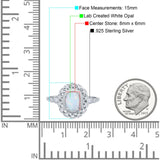 Oval Vintage Art Deco Halo Wedding Engagement Bridal Ring Round Simulated Cubic Zirconia 925 Sterling Silver