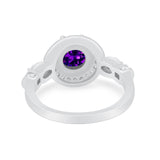 Halo Engagement Ring Simulated Cubic Zirconia 925 Sterling Silver