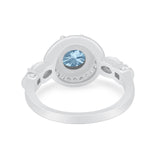 Halo Engagement Ring Simulated Cubic Zirconia 925 Sterling Silver