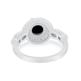 Halo Engagement Ring Simulated Cubic Zirconia 925 Sterling Silver