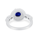 Halo Engagement Ring Simulated Cubic Zirconia 925 Sterling Silver