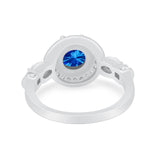 Halo Engagement Ring Simulated Cubic Zirconia 925 Sterling Silver