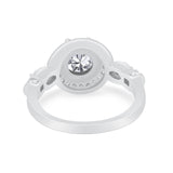 Halo Engagement Ring Simulated Cubic Zirconia 925 Sterling Silver