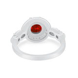 Halo Engagement Ring Simulated Cubic Zirconia 925 Sterling Silver