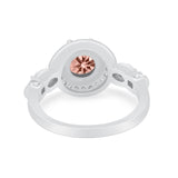 Halo Engagement Ring Simulated Cubic Zirconia 925 Sterling Silver