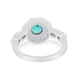 Halo Engagement Ring Simulated Cubic Zirconia 925 Sterling Silver