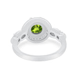 Halo Engagement Ring Simulated Cubic Zirconia 925 Sterling Silver