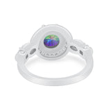Halo Engagement Ring Simulated Cubic Zirconia 925 Sterling Silver