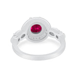 Halo Engagement Ring Simulated Cubic Zirconia 925 Sterling Silver