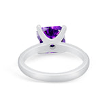 Solitaire Cushion Cut Engagement Ring Simulated Cubic Zirconia 925 Sterling Silver Cushion Cut Ring