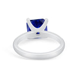 Solitaire Cushion Cut Engagement Ring Simulated Cubic Zirconia 925 Sterling Silver Cushion Cut Ring
