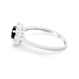 Floral Wedding Ring Petite Dainty Simulated Cubic Zirconia 925 Sterling Silver