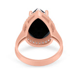 Teardrop Cocktail Engagement Ring Pear Simulated Cubic Zirconia 925 Sterling Silver