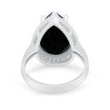Teardrop Cocktail Engagement Ring Pear Simulated Cubic Zirconia 925 Sterling Silver