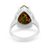 Teardrop Cocktail Engagement Ring Pear Simulated Cubic Zirconia 925 Sterling Silver