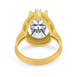 Teardrop Cocktail Engagement Ring Pear Simulated Cubic Zirconia 925 Sterling Silver