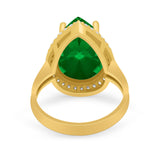 Teardrop Cocktail Engagement Ring Pear Simulated Cubic Zirconia 925 Sterling Silver