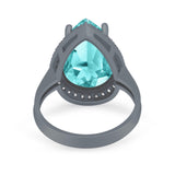 Teardrop Cocktail Engagement Ring Pear Simulated Cubic Zirconia 925 Sterling Silver