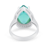 Teardrop Cocktail Engagement Ring Pear Simulated Cubic Zirconia 925 Sterling Silver