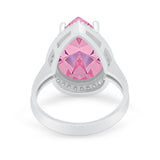 Teardrop Cocktail Engagement Ring Pear Simulated Cubic Zirconia 925 Sterling Silver