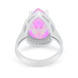 Teardrop Cocktail Engagement Ring Pear Simulated Cubic Zirconia 925 Sterling Silver