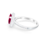 Halo Princess Cut Wedding Ring Simulated Cubic Zirconia 925 Sterling Silver