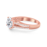 Vintage Style Round Simulated Cubic Zirconia Engagement Ring 925 Sterling Silver