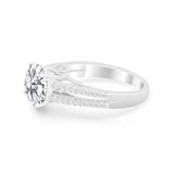 Vintage Style Round Simulated Cubic Zirconia Engagement Ring 925 Sterling Silver